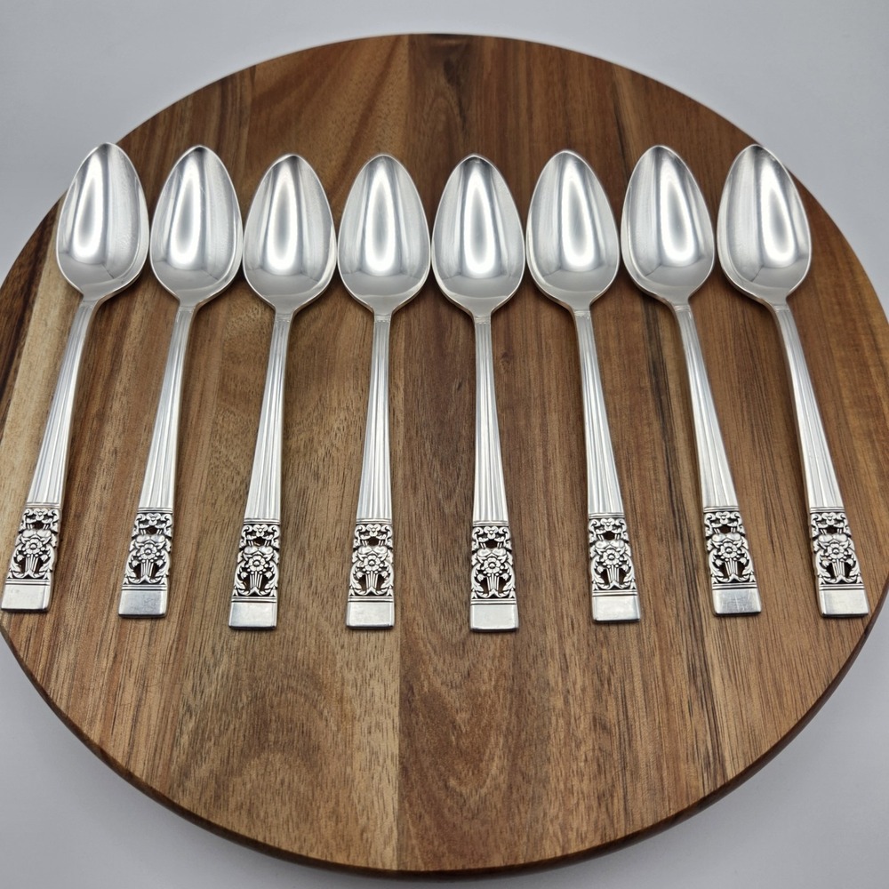 Oneida Coronation Community Silverplate Set Of 8 Tea Spoons 1936 Flatware
